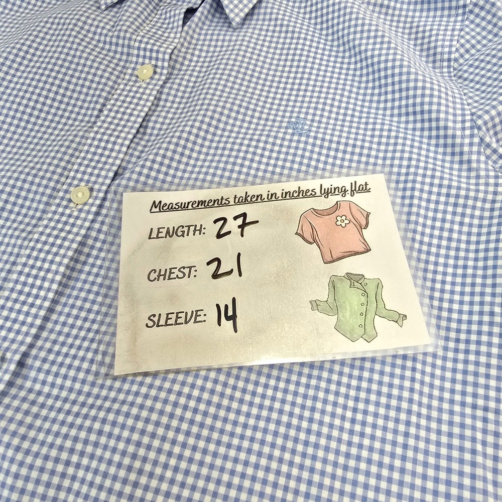 Lauren Ralph Lauren Shirt Womens L Blue Cotton Gingham Non-Iron Button Up Preppy - Picture 11 of 11